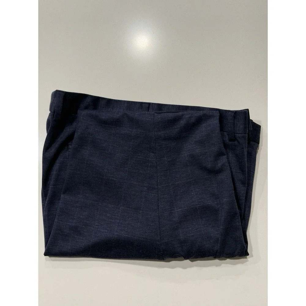 Victor Emmanuel Mens Blue Plaid Modern Fit Dress Pants 38x32 Flat Front Stretch